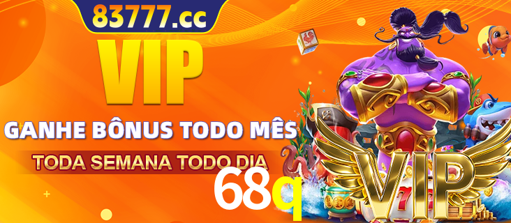 Banner promocional do 68q oferecendo 100% de recompensas adicionais contínuas para quem fizer o login diário (Daily sign-in), com um mascote de coelho.