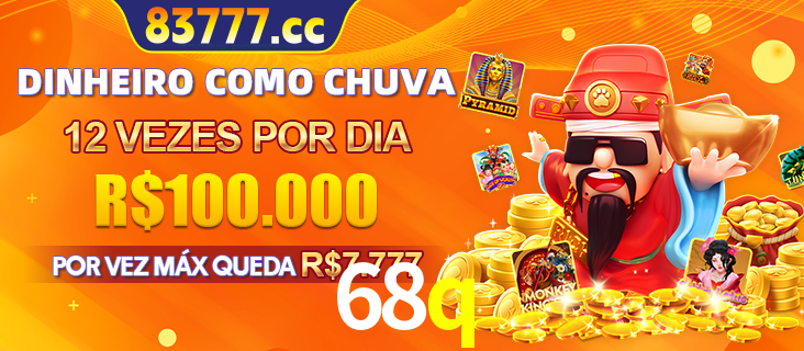 Banner do programa de recompensas Recomende para amigos do 68q, detalhando os bônus por convidar amigos, com prêmios que chegam a R$288.888.