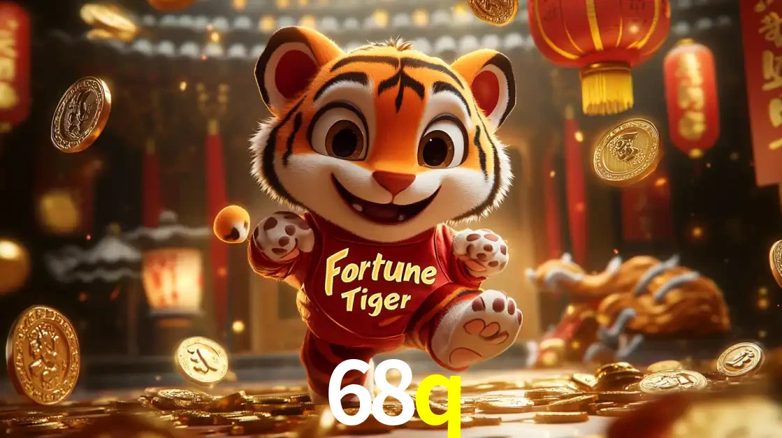 O alegre personagem do Fortune Tiger correndo sobre um caminho de moedas de ouro, simbolizando os grandes prêmios e a diversão do popular jogo de slot do 68q.