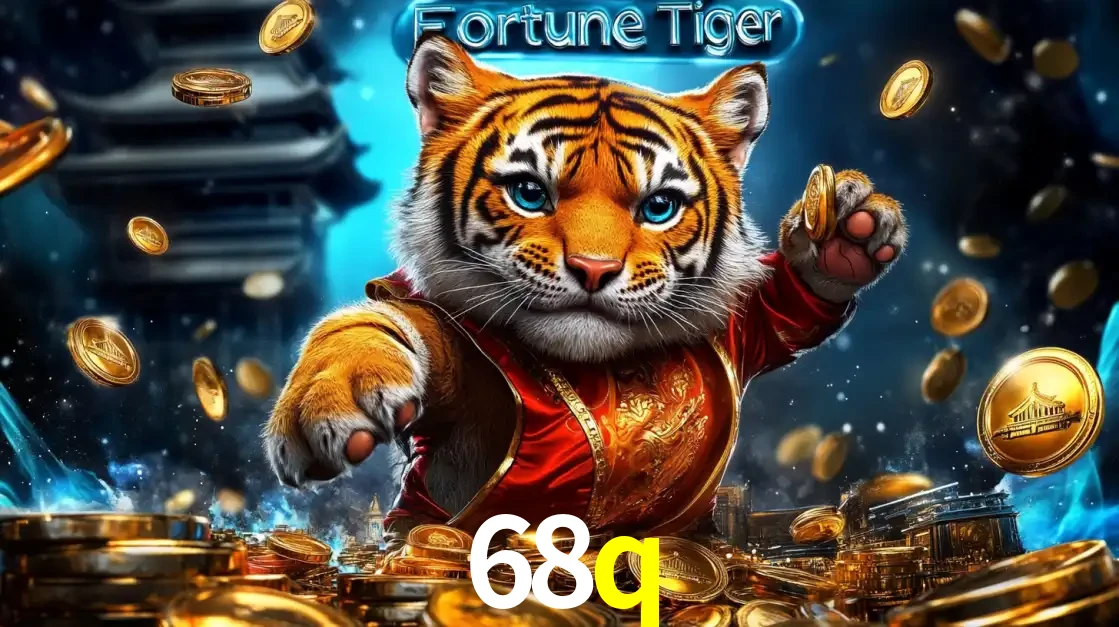 Imagem promocional do jogo de slot Fortune Tiger, com um tigre majestoso em traje tradicional cercado por uma fortuna em moedas de ouro, disponível agora no cassino 68q.